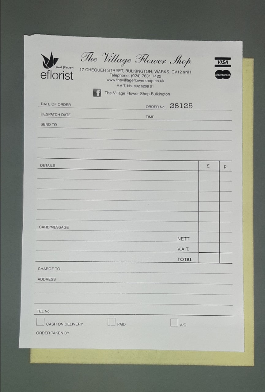 Duplicate NCR Pad Order Pads