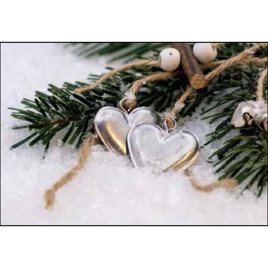 F30 Silver Hearts Christmas Folding Card 130x95mm